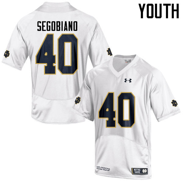 Youth NCAA Notre Dame Fighting Irish #40 Brett Segobiano Stitched College Under Armour Authentic White Football Jersey AT10C43SW